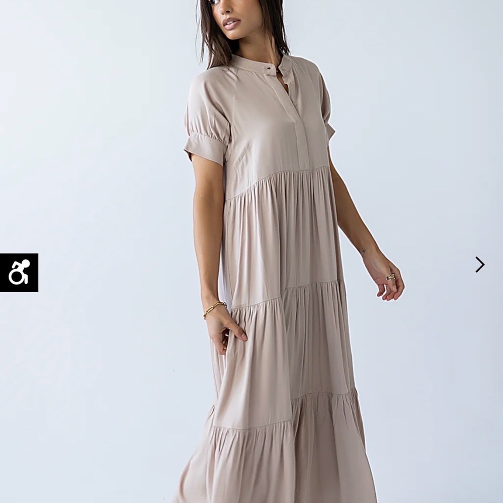 Soft Tiered Maxi Dress in Taupe